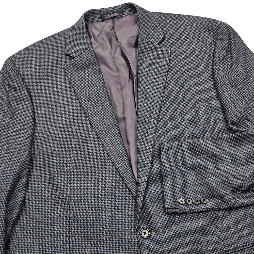 Lauren Ralph Lauren Blazer Mens 46L Gray Brown Silk Wool Houndstooth Academic